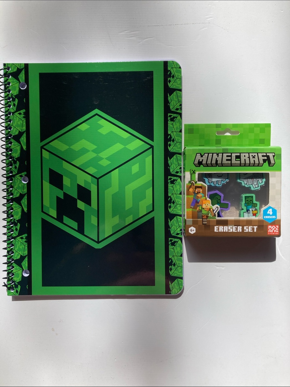 Minecraft Notebook & Eraser Set Lot